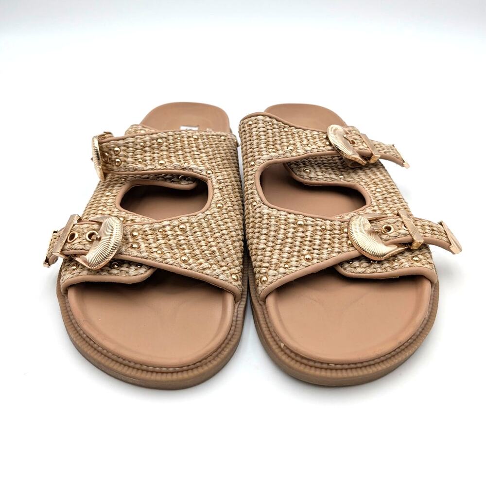 Steve Madden Connely Buckle Slide Sandals Womens Raffia Sz US11 EU41.5 - Picture 2 of 10